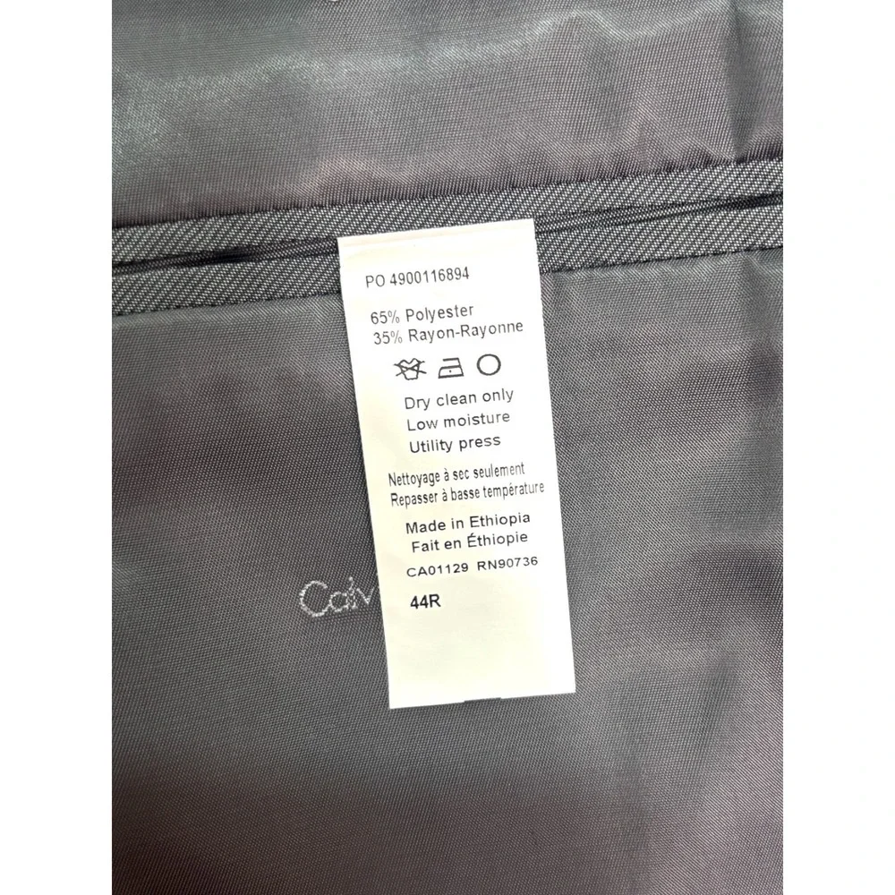 Calvin Klein 44R Gray‎ Plaid All Season Blazer Jacket Sport Suit Coat Slim Fit
